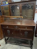 Antique (1) Drawer And (2) Door Sever Table/