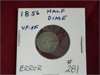ERROR 1856 Half Dime Clip - VF-XF