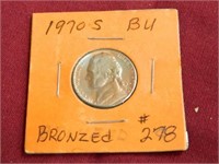 ERROR 1970s Jefferson Nickel Bronzed BU