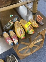 (2) Pair of Mini Wooden Shoes & (3) Misc. Wooden S