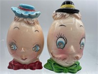 Vintage Mr & Mrs egg head salt and pepper