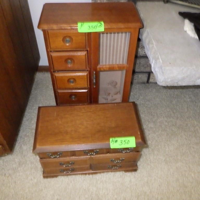 2 JEWELRY BOXES  (7" H  & 16" H)