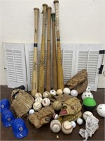 Sports lot w/baseball bats, and baseballs, wiffle