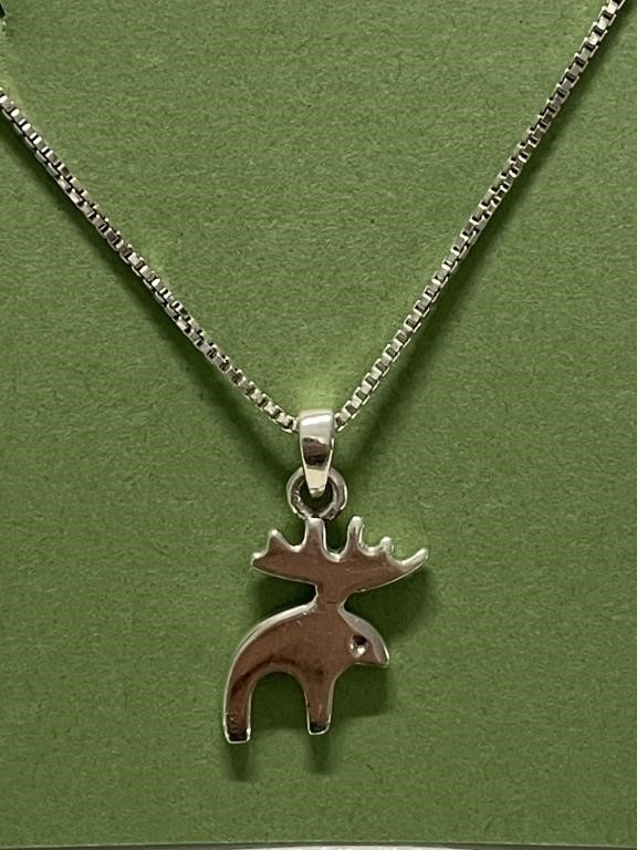 UNIQUE STERLING SILVER MOOSE NECKLACE