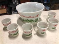 Nice vintage Tom and Jerry Punch bowl with 6 cups