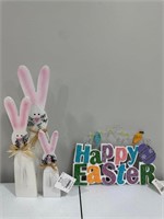 NEW - Lot of 2 Happy Easter Bunny Decor