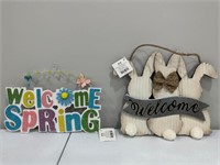 NEW - Lot of 2 Welcome Spring & Welcome Bunnies