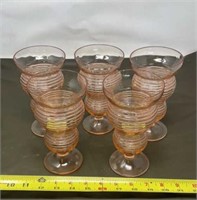 5 Pink Depression Glass Sherbet Dessert Glasses ,