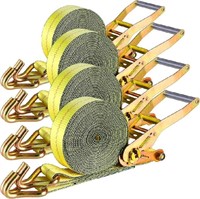 4 Pack 2 in x 27 FT Double J Hook Ratchet Straps (