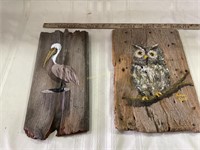 Paintings on distressed wood