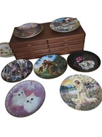 Lot of 8 Collectible Plates in Storage Box