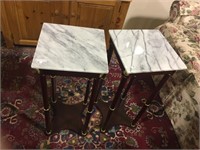 PAIR: CONTEMPORARY MARBLE TOP PLANTSTANDS