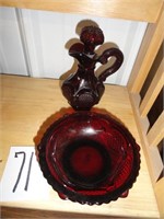 Red Ruby glass cruel & bowl-5"