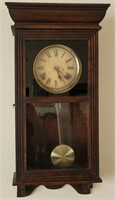 E - ANTIQUE SESSIONS PENDULUM CLOCK W/ KEY (L26)