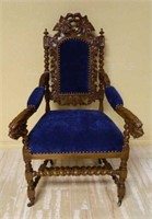 French Hunt Style Oak Barley Twist Armchair.