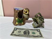 Musical Owl Figurine & Porcelain Vase