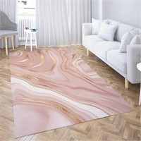 Marble Pink Rug  Gold Splash Design