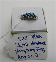 925 Silver Zuni Made Kingman Turquoise Ring Sz 7