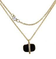 Onyx & White Topaz Double Chain Necklace