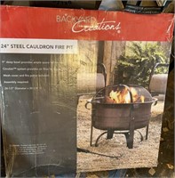 New 24" Steel Cauldron Fire Pit