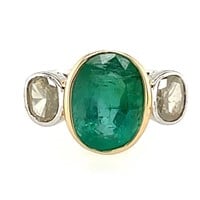 14ct w/g emerald (3.57ct) and diamond ring