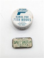 Pfleuger Fish Hooks and Sinkers Tins