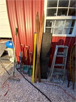 wooden antique snow skis