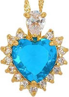 Heart 5.75ct Aquamarine & White Topaz Necklace