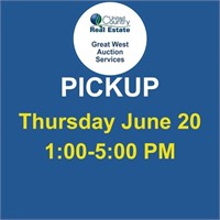 Pickup: Thursday June 20 1:00-5:00 PM @ 4066