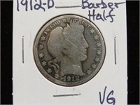 1912 D BARBER HALF DOLLAR 90%