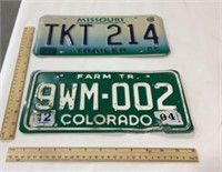 Colorado & Missouri  license plates