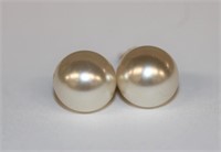 10k yellow gold Pearl pierced Earrings large