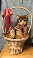 20” wicker basket 3 material cats