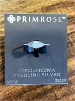 Primrose CZ Opal Sterling Silver Ring Size 8