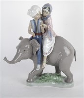 LLADRO FIGURE - TWO CHILDREN ON ELEPHANT