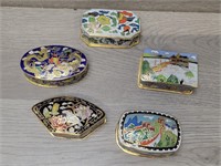 (5) Chinese Cloisonne Trinket Boxes