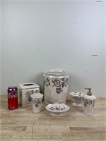 Vintage Ceramic Floral Bathroom Set