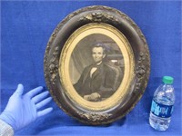 antique abraham lincoln picture in oval frame