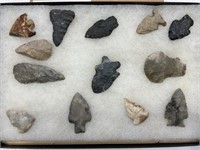 NATIVE AMERICAN ARTIFACTS LOT -13 ARROWHEADS TOTAL