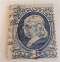 1870 - 1871 1 Cent Franklin US Postage Stamp