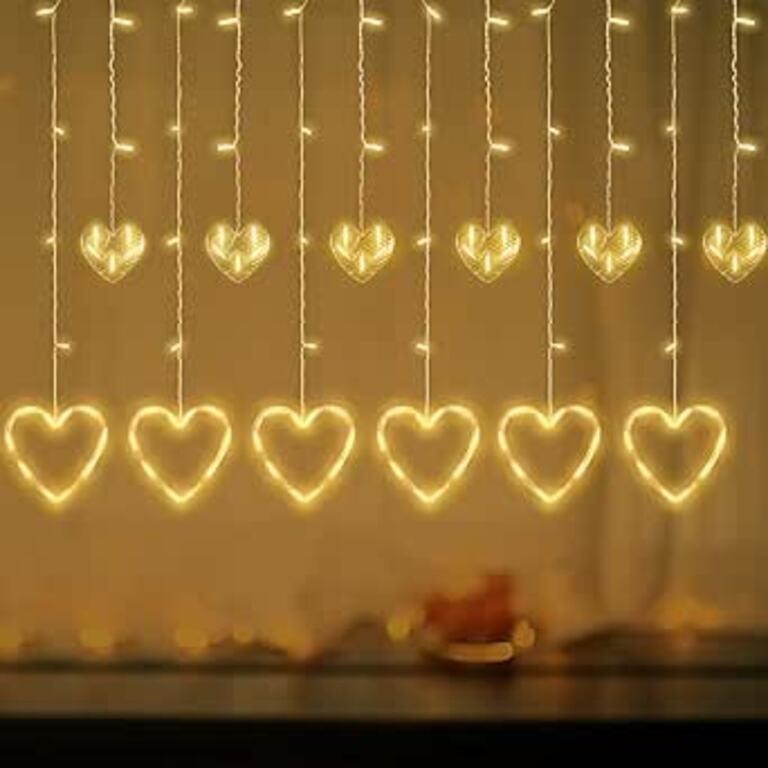 Valentines Day Curtain String Lights Decorations