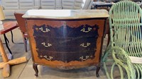 1920S FRENCH LOUIS XV WALNUT MARBLE TOP COMMODE