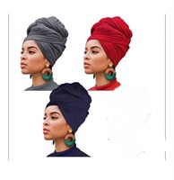 3-Pieces Stretch Jersey Turbans Head Wrap Solid