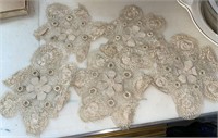 (5) Antique Lace Crochet Flowers,
