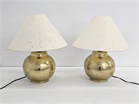 2 GOLD METAL LAMPS - 16.25" TALL - WORKING