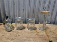 Lot Of Variety Glass Jars/ Oil Dispenser