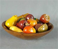 Mid Century Wooden Fruit Bowl with Fruit