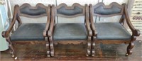 Wooden Chairs Upholstered Wheels 28" x 24.25"