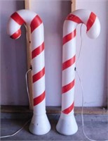 Pair of Christmas Candy Cane blow molds, 40" tall
