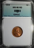 1918 LINCOLN CENT, EMGC GEM BU RED